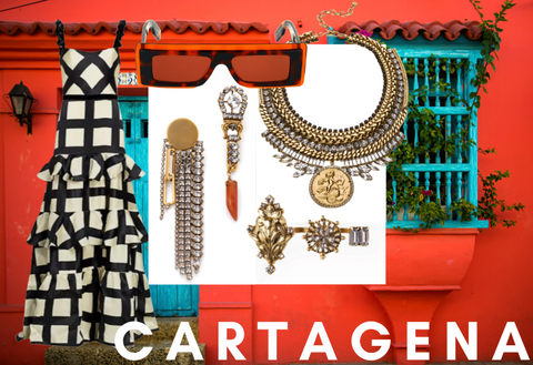 Cartagena background with clothing and DYLAN LEX jewelry