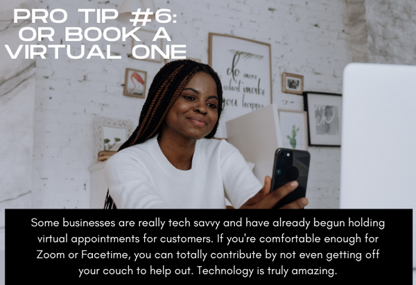 Pro Tip #6 Book a Virtual Appointment, woman using technology at home