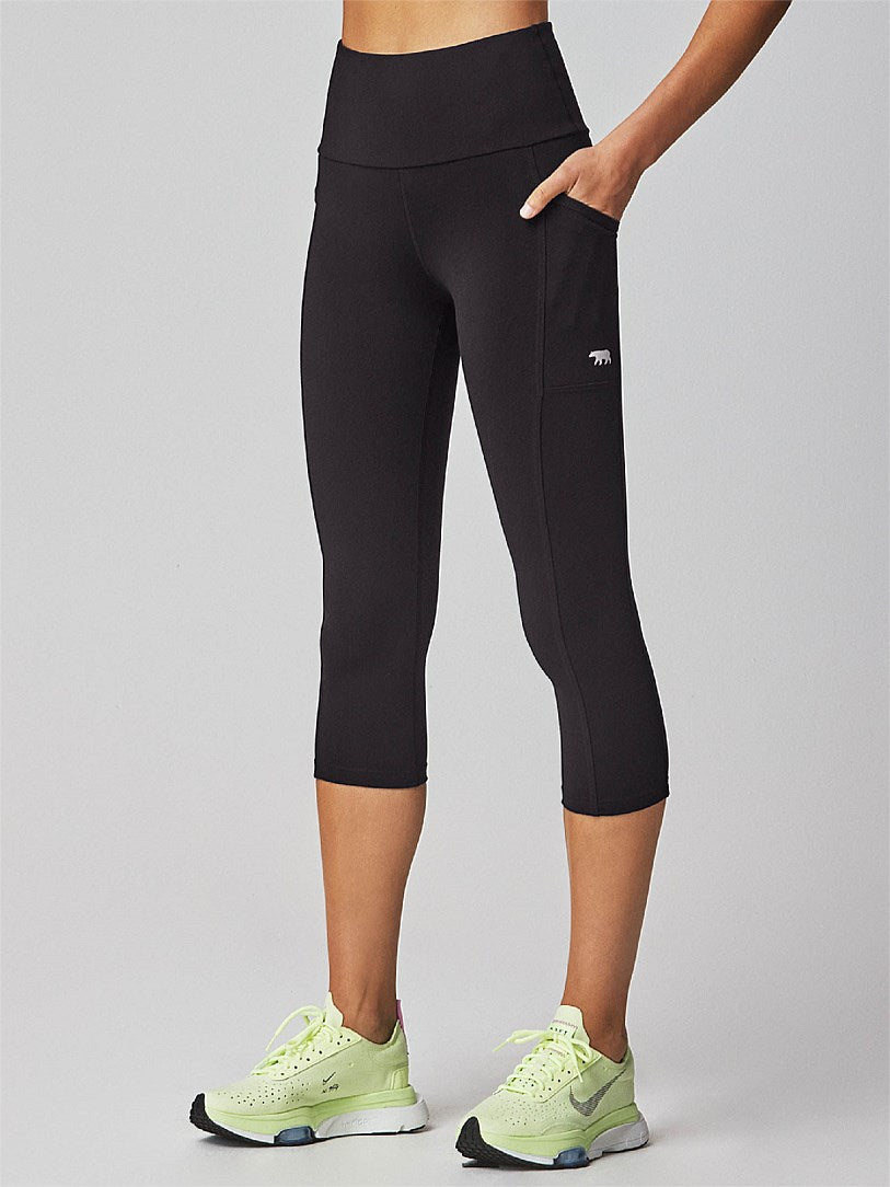 Womens 3/4 Pocket Tights. Leggings with Pockets by Running Bare.