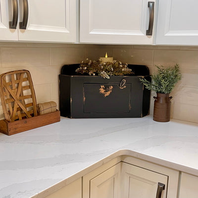 Countertop Corner Cupboard | Rustic Cream | Farmhouse Kitchen Decor