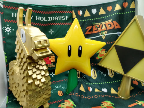 Super Mario Super Star Zelda Triforce Fortnight Loot Llama Tree Topper