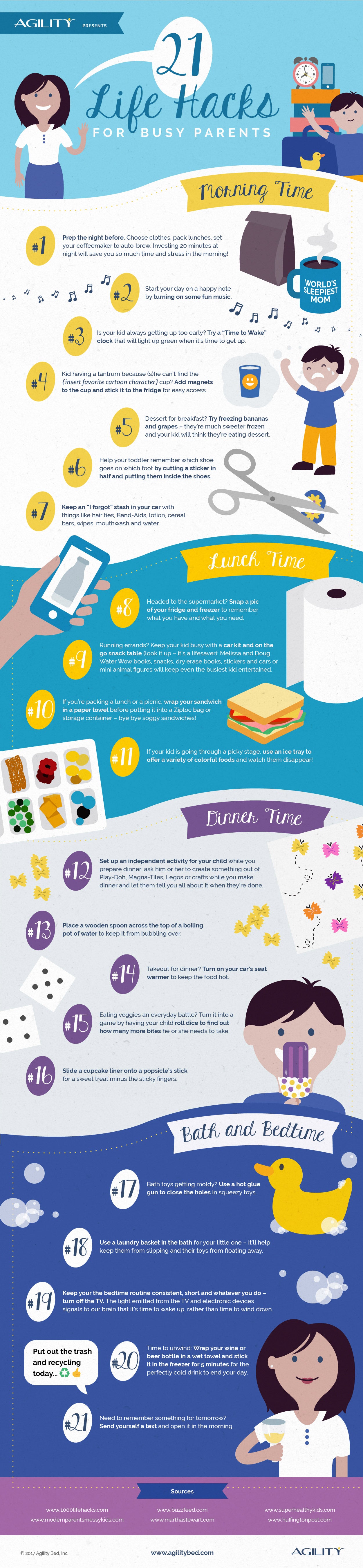 Infographic: 21 Life Hacks for Busy Parents