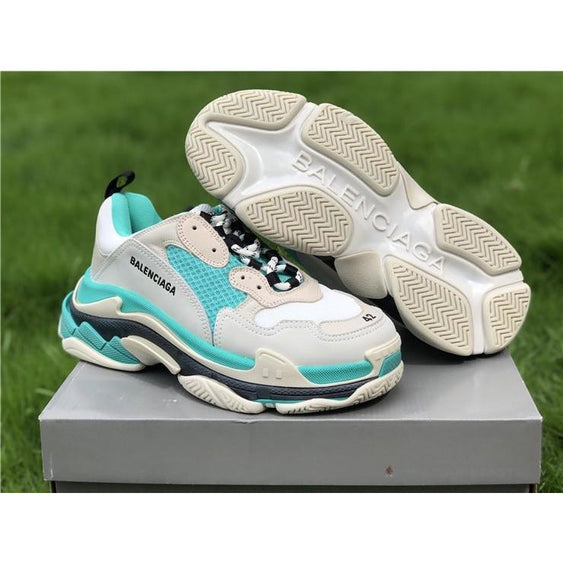 balenciaga triple s white grey turquoise