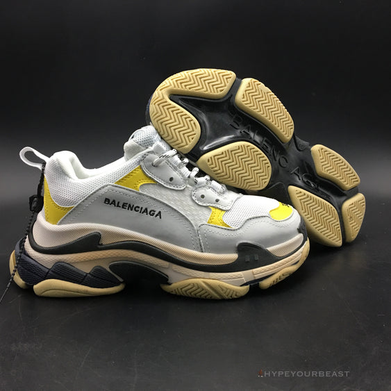 black and yellow balenciaga triple s