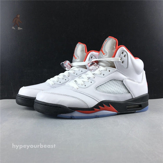 jordan 5 white fire red black