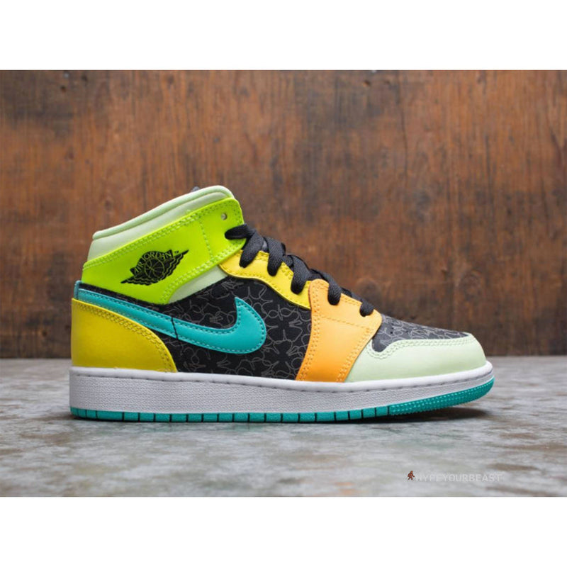 air jordan 1 mid yellow green