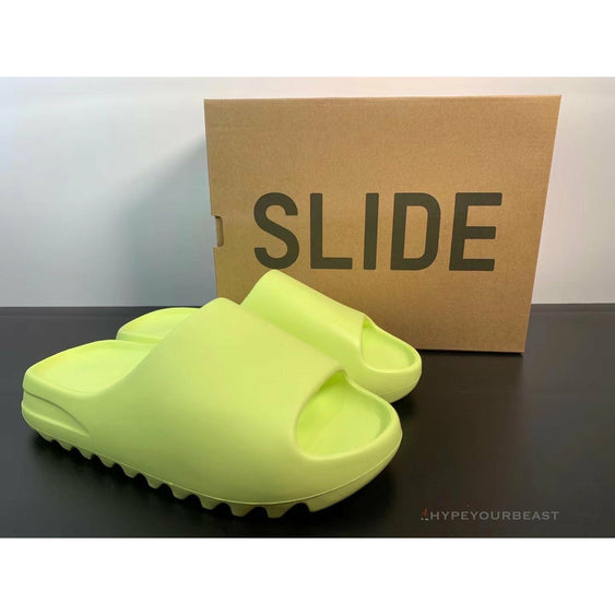light green yeezy slides