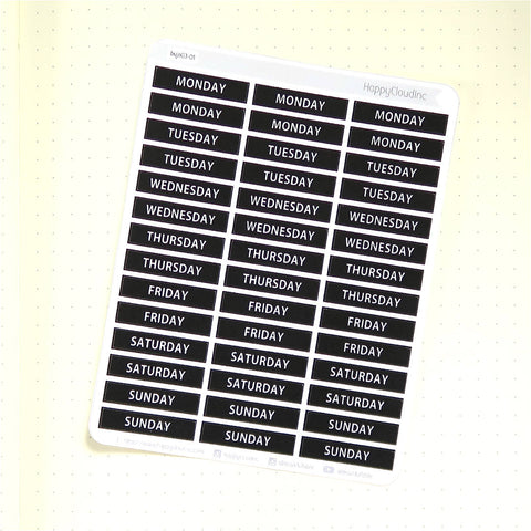 Black Days of the Week Script Stickers (2571551)