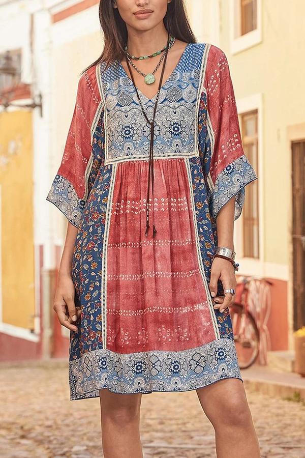 bohemian motif dress