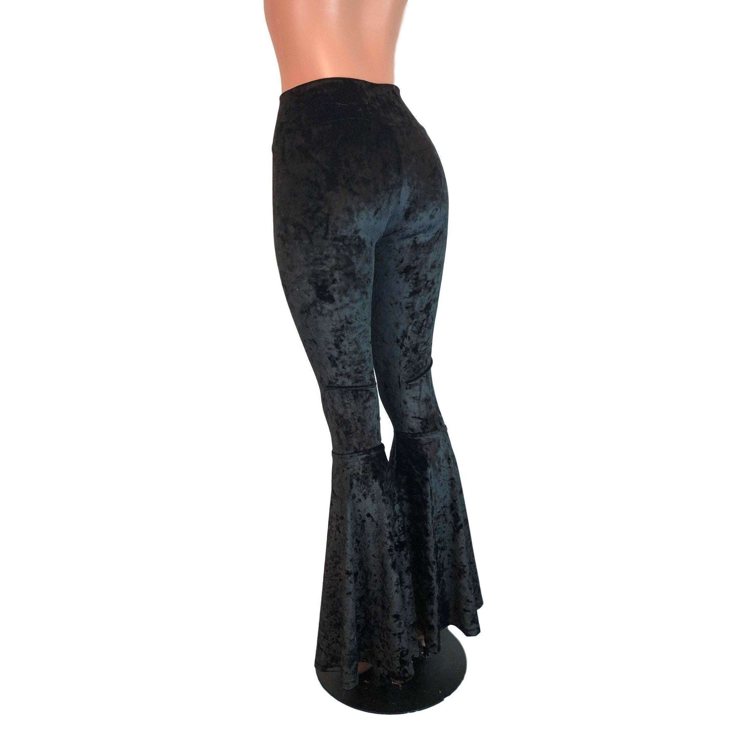 black velvet bell bottom pants