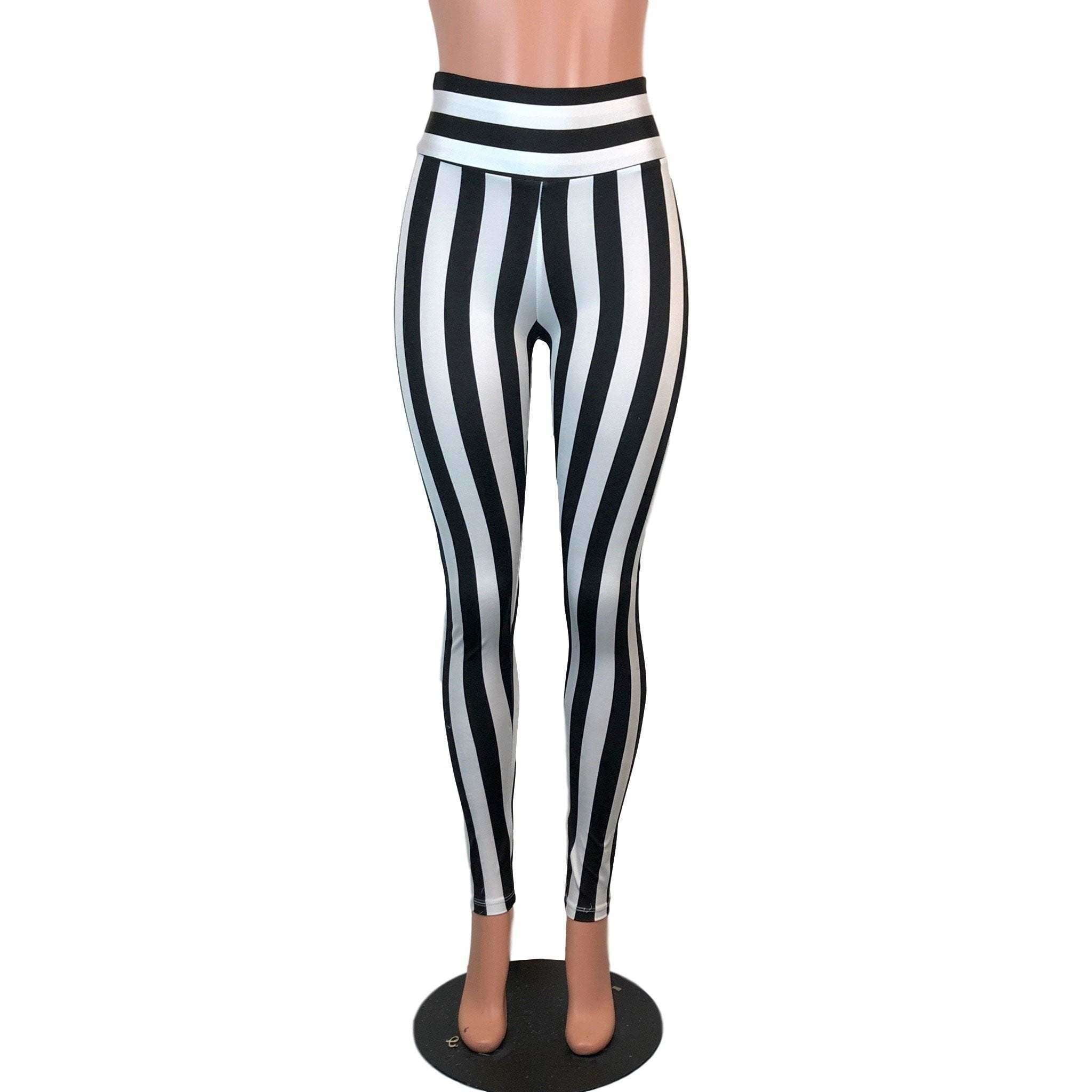 black and white striped high waisted pants