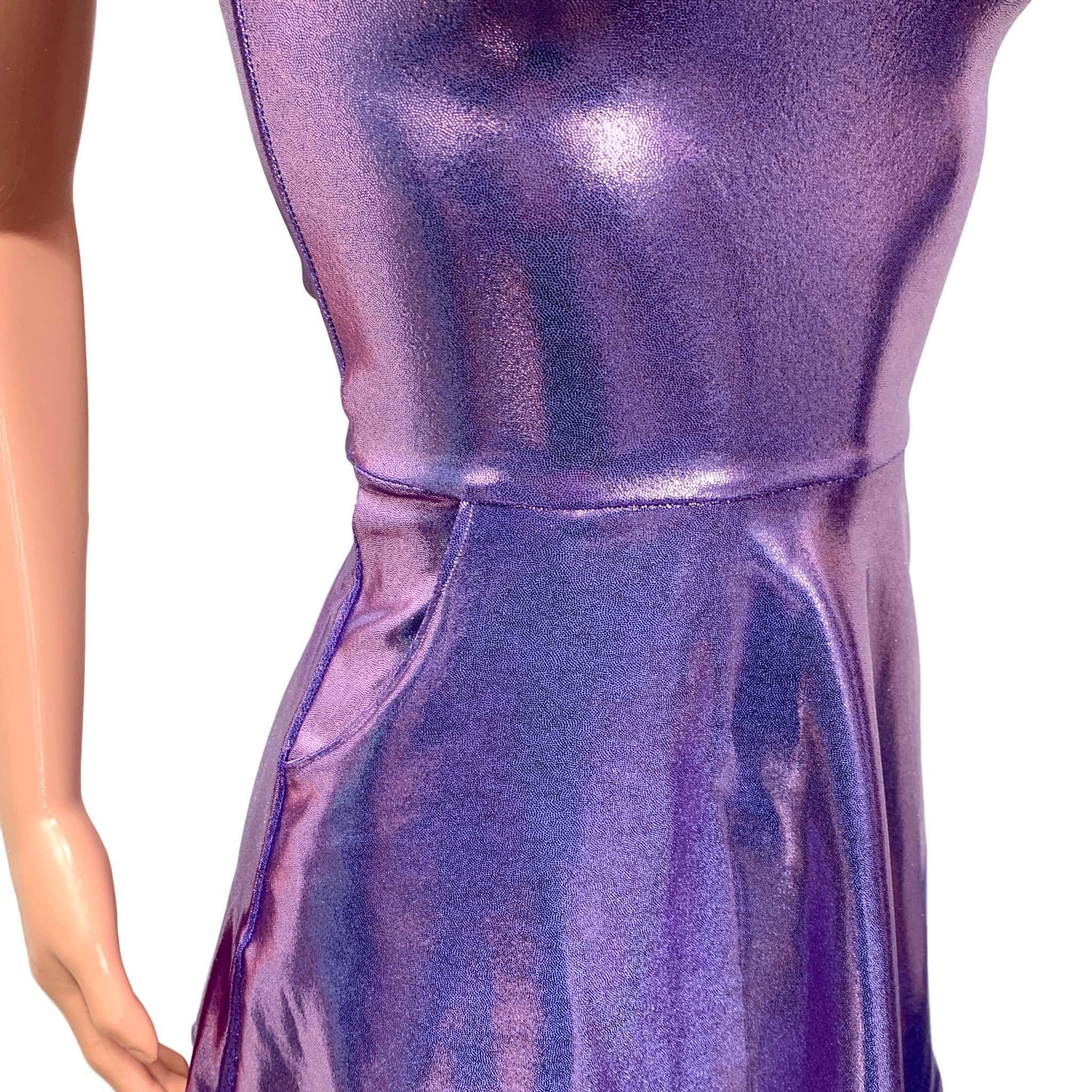 Purple Metallic Mini Dress Online Deals ...