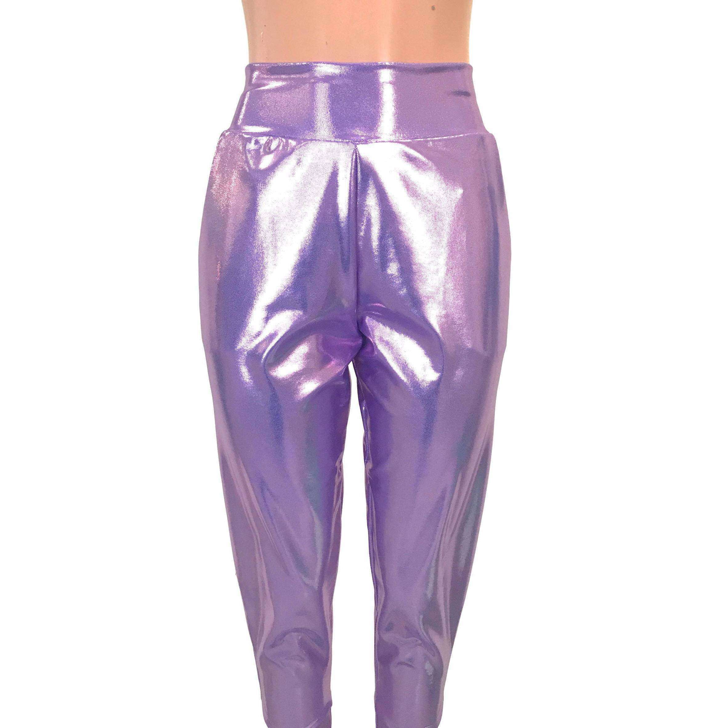 lilac satin joggers