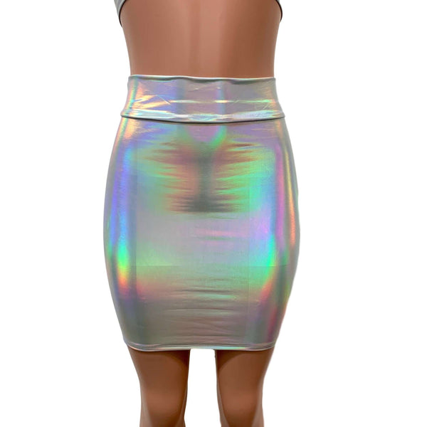 Opal Holographic High Waisted Pencil Mini Skirt | Bodycon Rave Skirt ...
