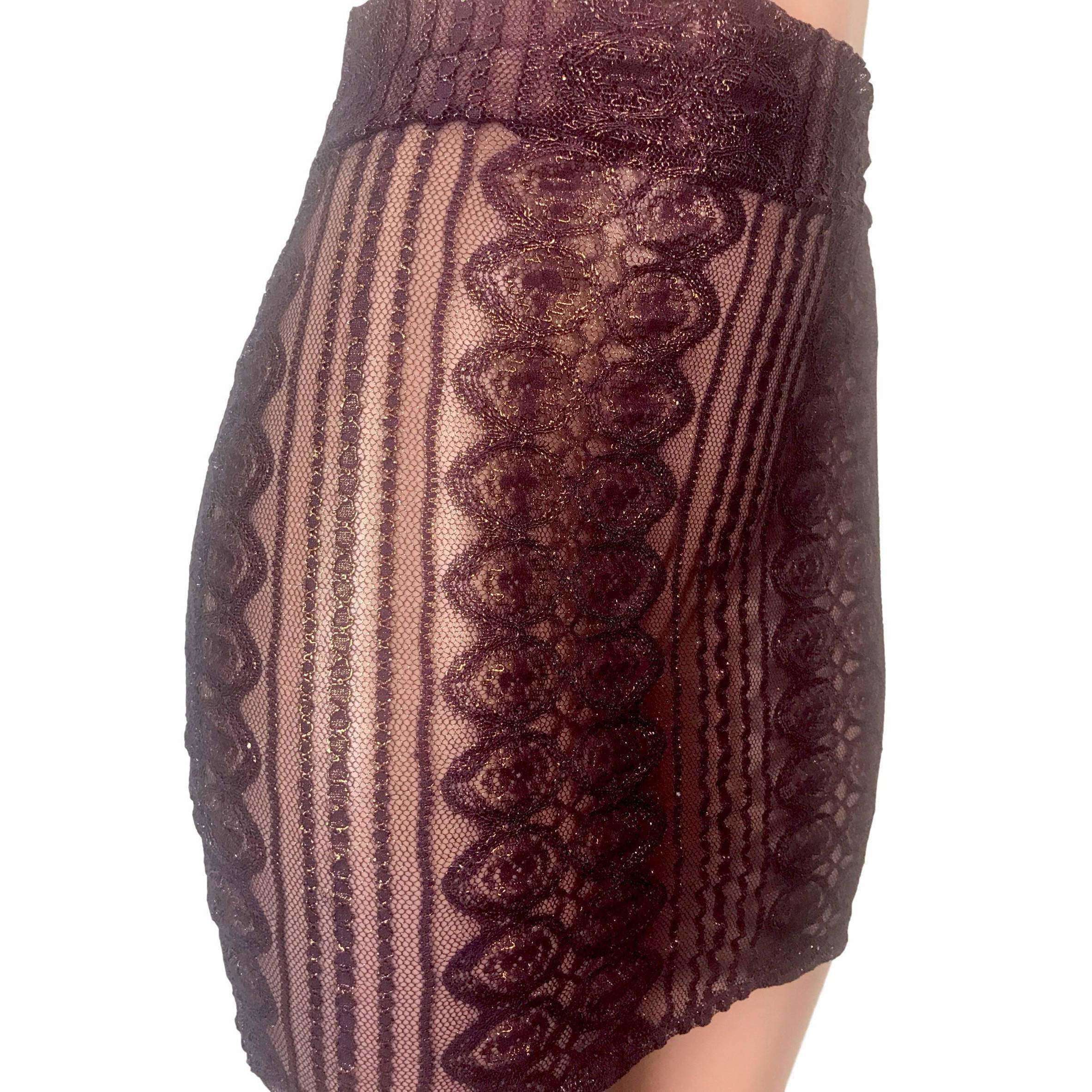 metallic lace skirt