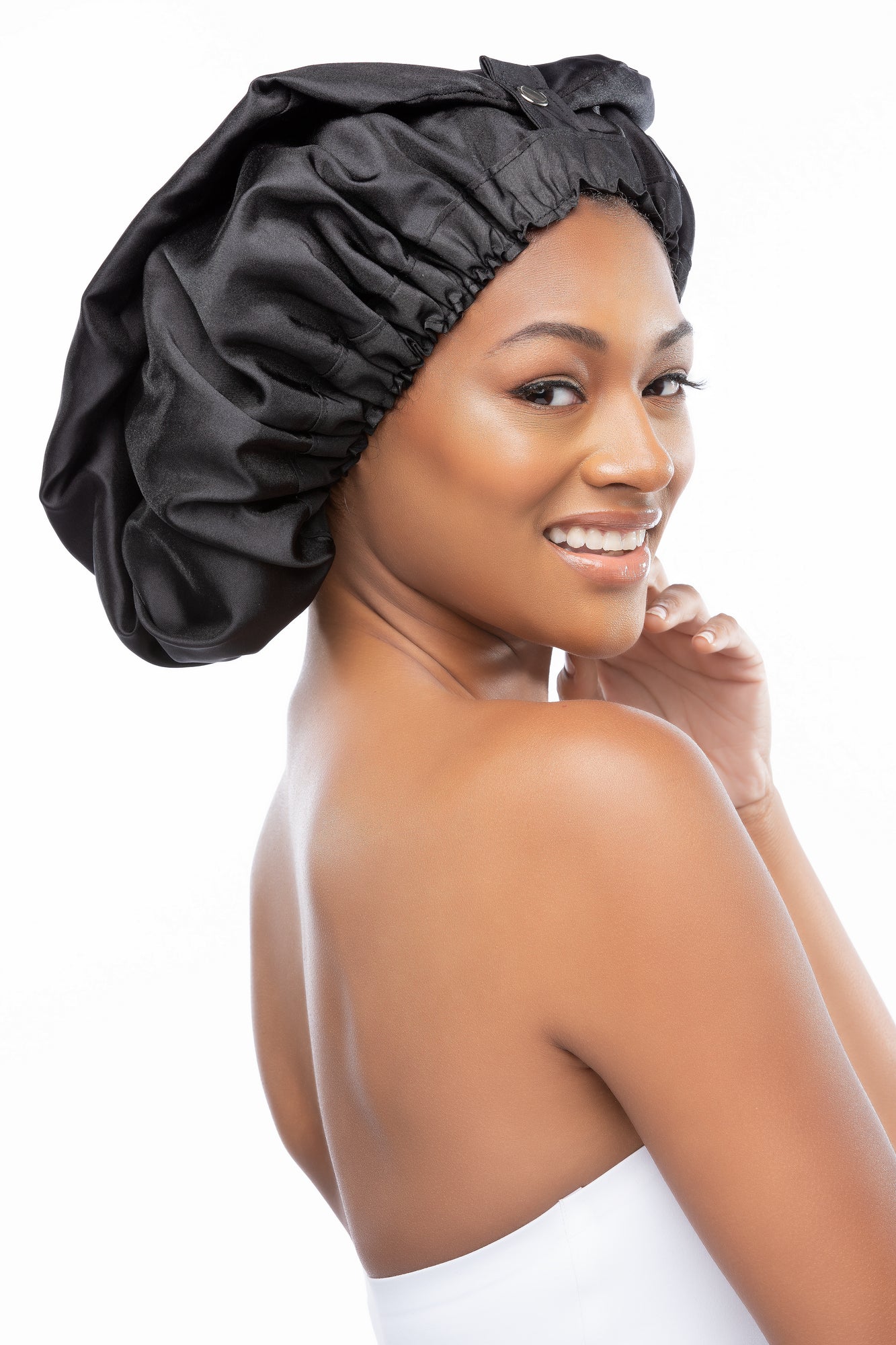 Satin Silk Hair Bonnet cap with 3 Primium Silk Satin ScrunchiesSatin head  cap for