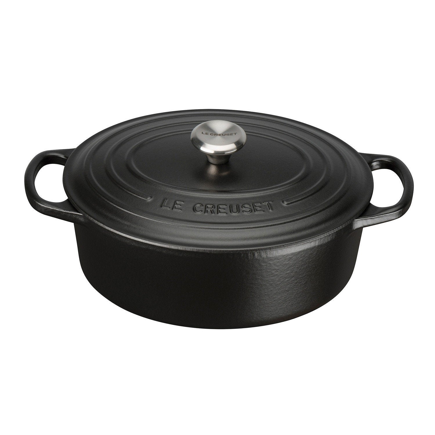 Le Creuset Signature Satin Black Cast Iron 27cm Oval Casserole (Black ...