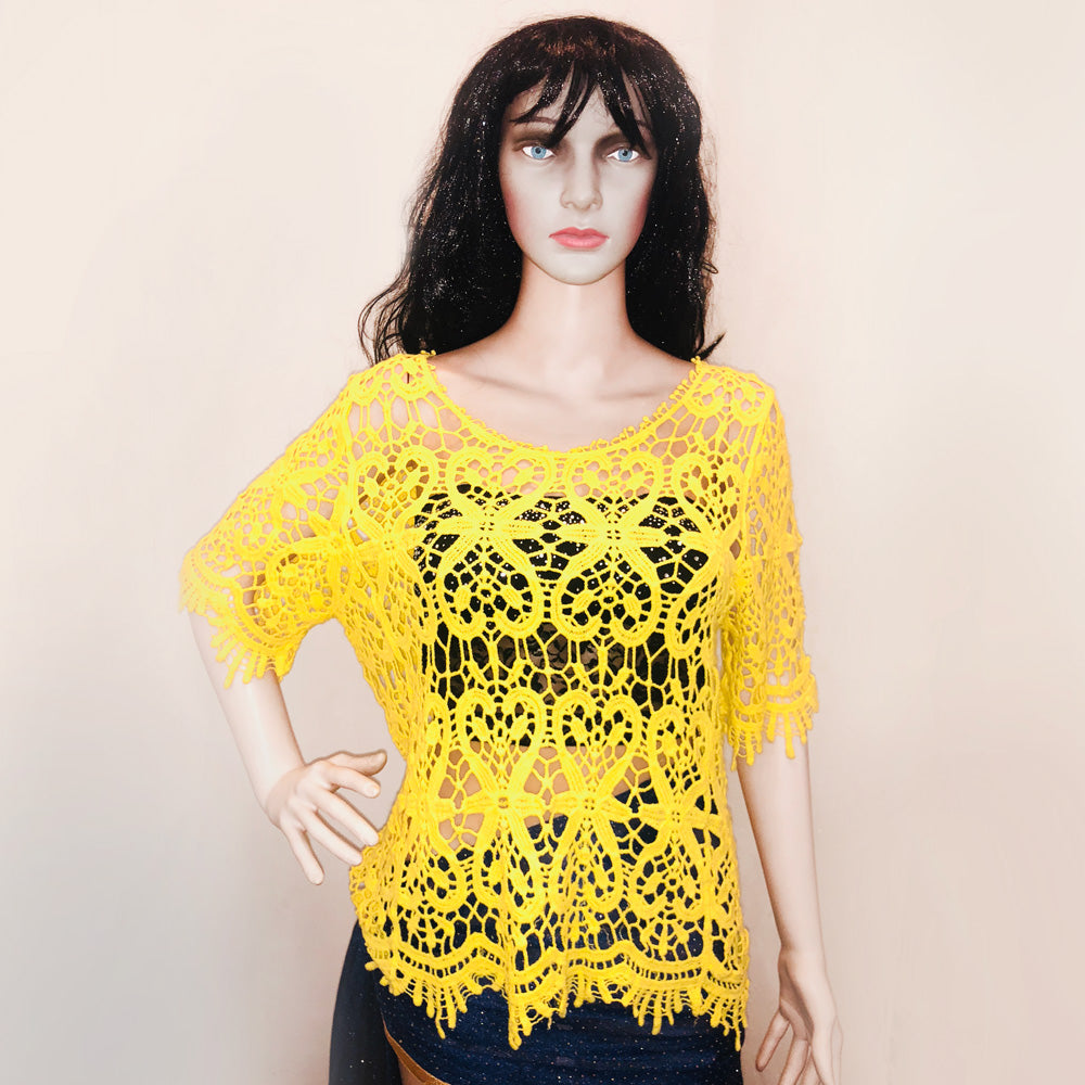 yellow lace blouse