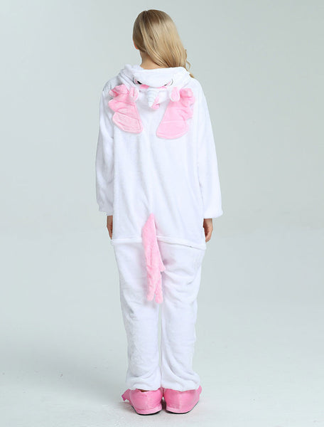 Onesie Unicorn Kigurumi White Unisex Adults Winter Jumpsuit Halloween