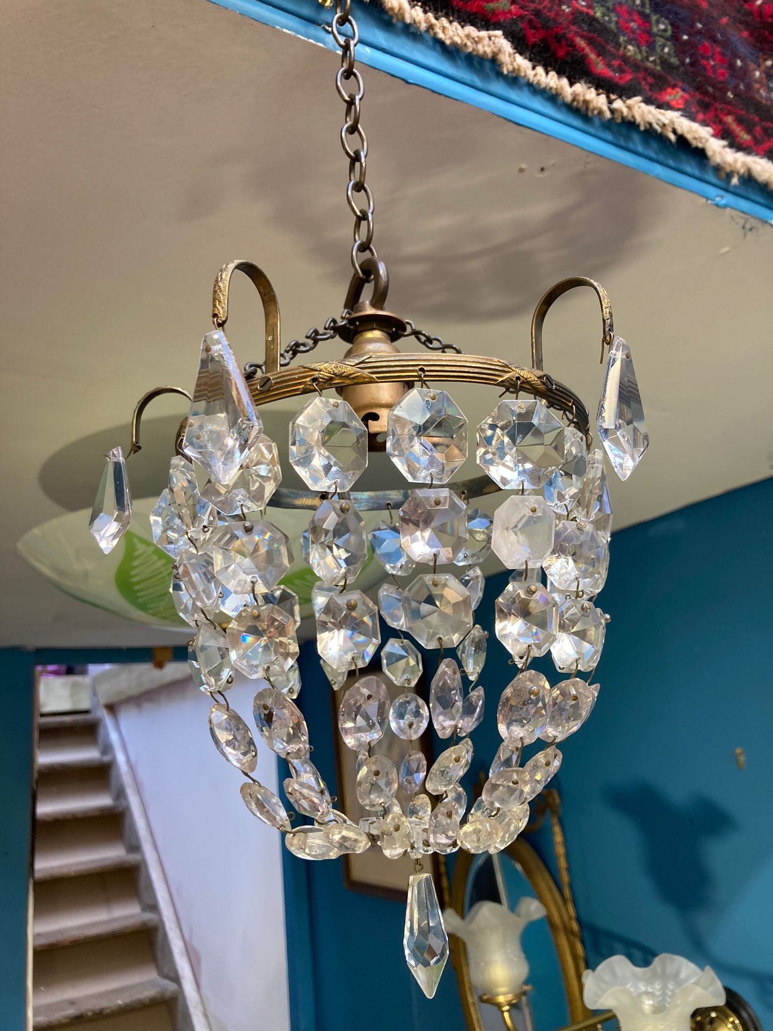 antique crystal basket chandelier