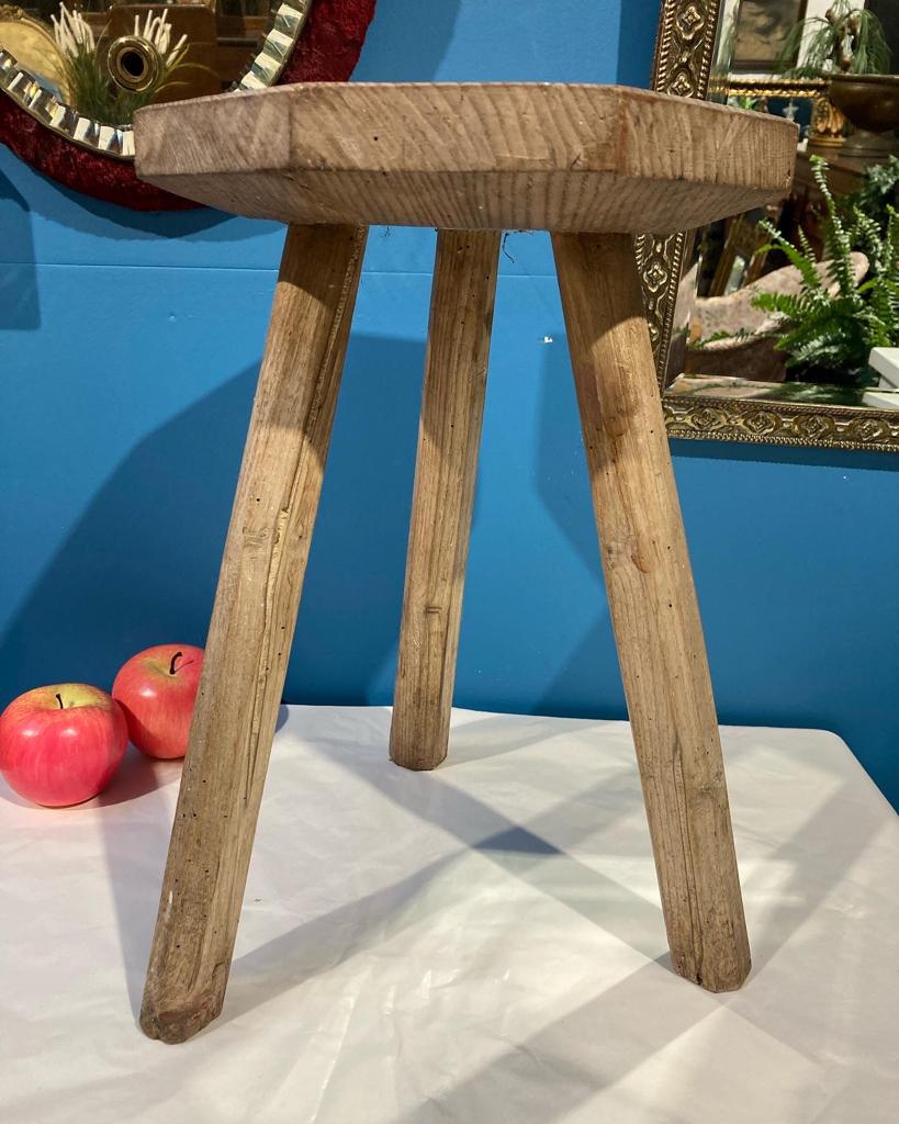 antique oak milking stool