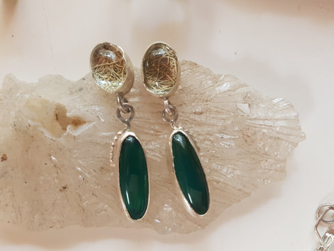 handcrafted gemstone jewelry by Wandering Moth Jewelry green agate gemstone handcrafted on Vancouver Island