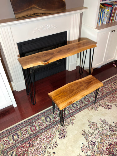 Live edge entry table and bench