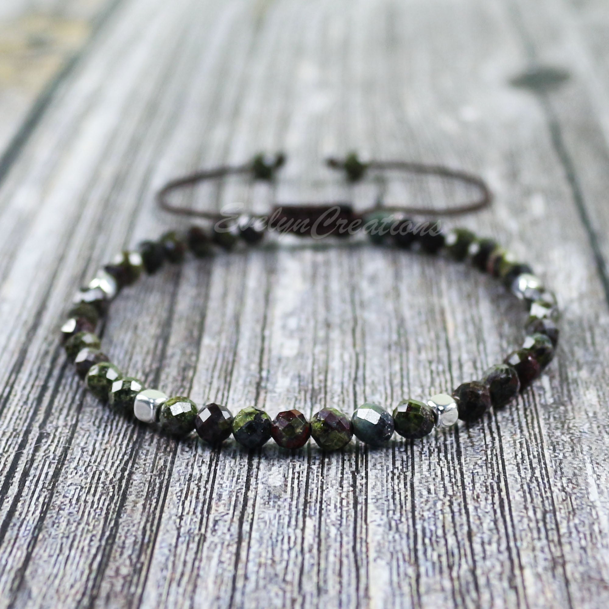 Natural Dragon Bloodstone Dainty Bracelet