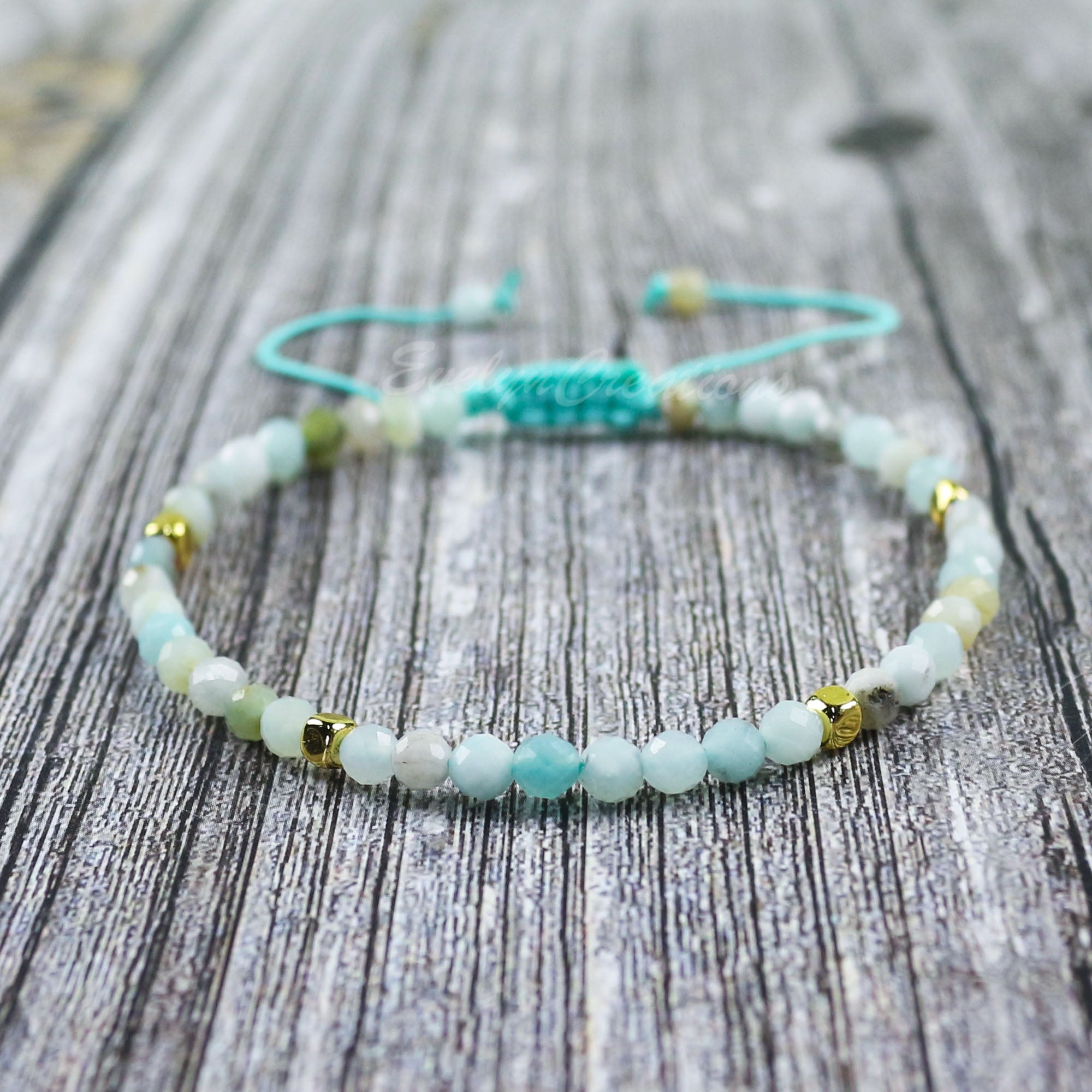 Natural Amazonite Stone Dainty Bracelet