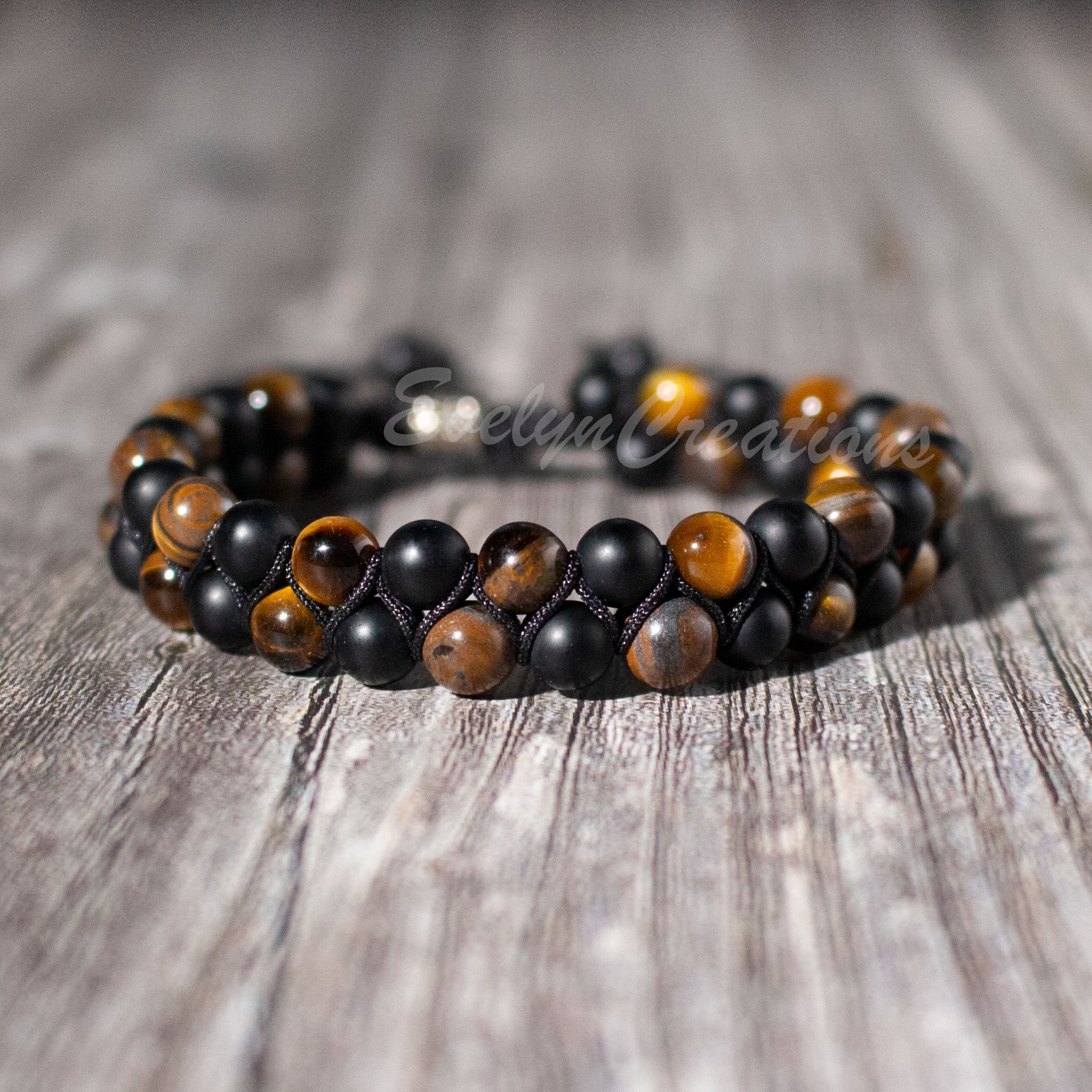 Matte Tiger's Eye Black Onyx Stone Healing Bracelet