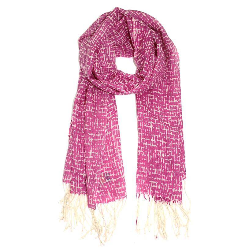 Jacquard chequered wool cloth scarf Woman, Fuchsia