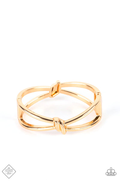 KNOT My First Rodeo - Gold Paparazzi Hinged Bracelet – jemtastic jewelry