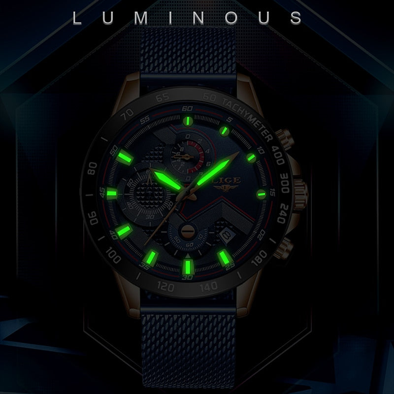 LIGE montre homme marque de luxe mode montre-bracelet Quartz horloge bleu montre hommes étanche Sport Wris tWatch Relogio Masculino