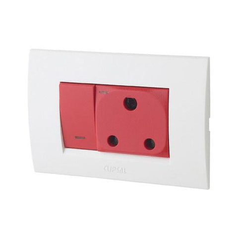 Schneider Electric  S3000 Red Dedicated Switched Socket Horizontal Shaved Top
