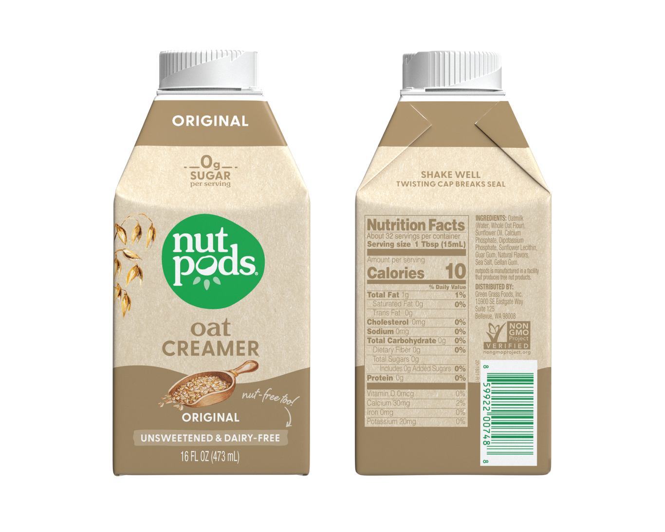 nutpods Oat Original unsweetened dairy free coffee creamer Keto / Vegan