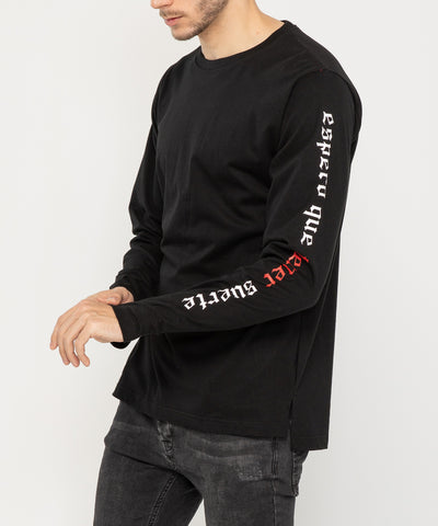 black lettering T shirts long sleeve for men 