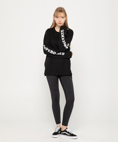 black loose fit long sleeve lettering t-shirt