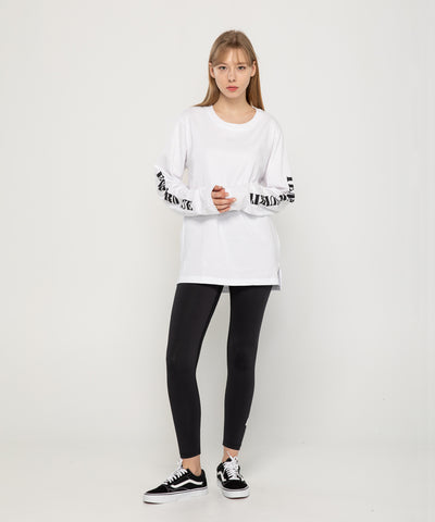 white long sleeve loose fit lettering T-shirt