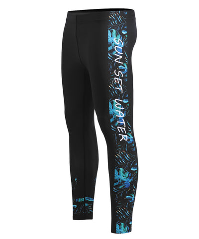 black&blue surf compression tight leggings