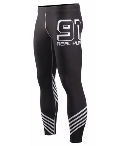 white stripe&number'91' design compression tights