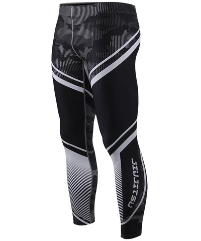 camo pattern & white stripe mens compression tight leggings