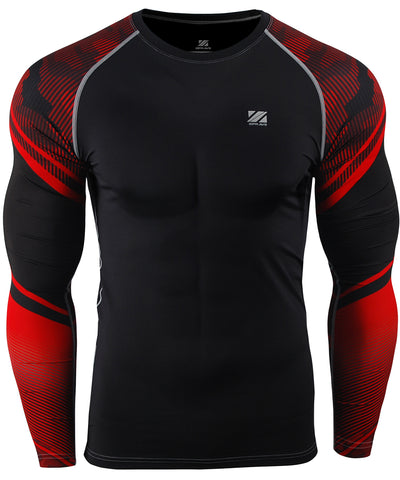 red compression tight fit long sleeve shirts