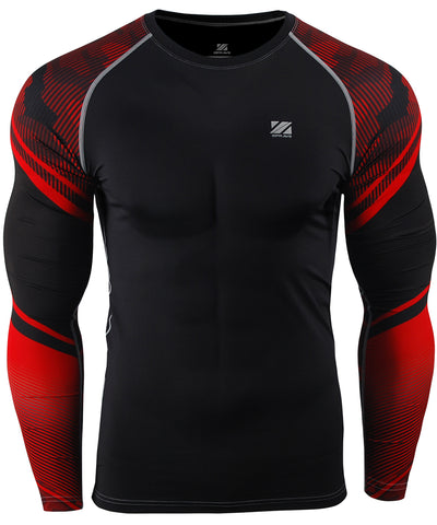 red camo pattern design gymwear compression rash guard