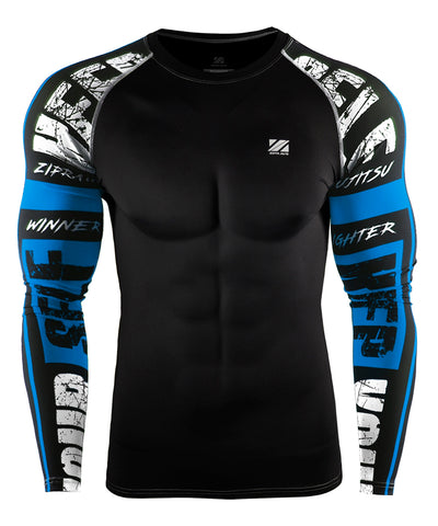 blue compression activewear tight fit long sleeve