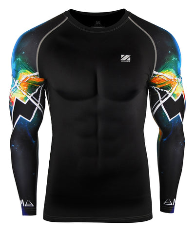 blue space design compression long sleeve gear