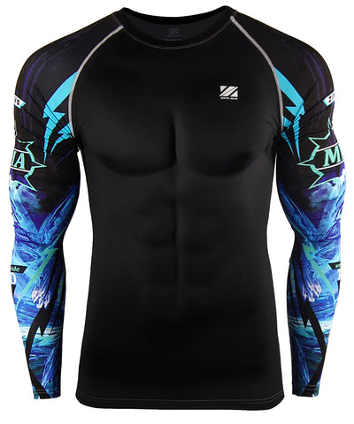 blue surf compression swimwear rashguard