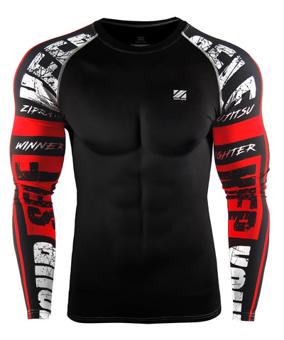 red compression tight fit rash guard