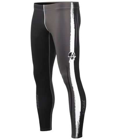 gray & white line compression tights