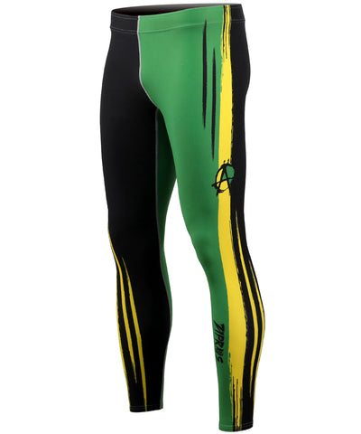 green&yellow line compression tights