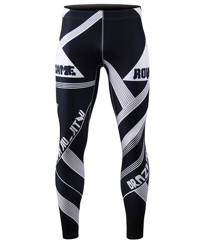 mens white stripe compression leggings